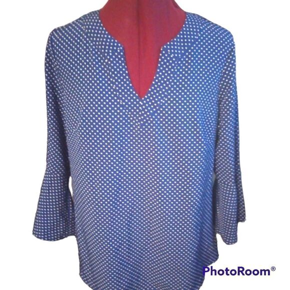 Kim Rodgers bell sleeve polka dot blouse - Picture 1 of 10